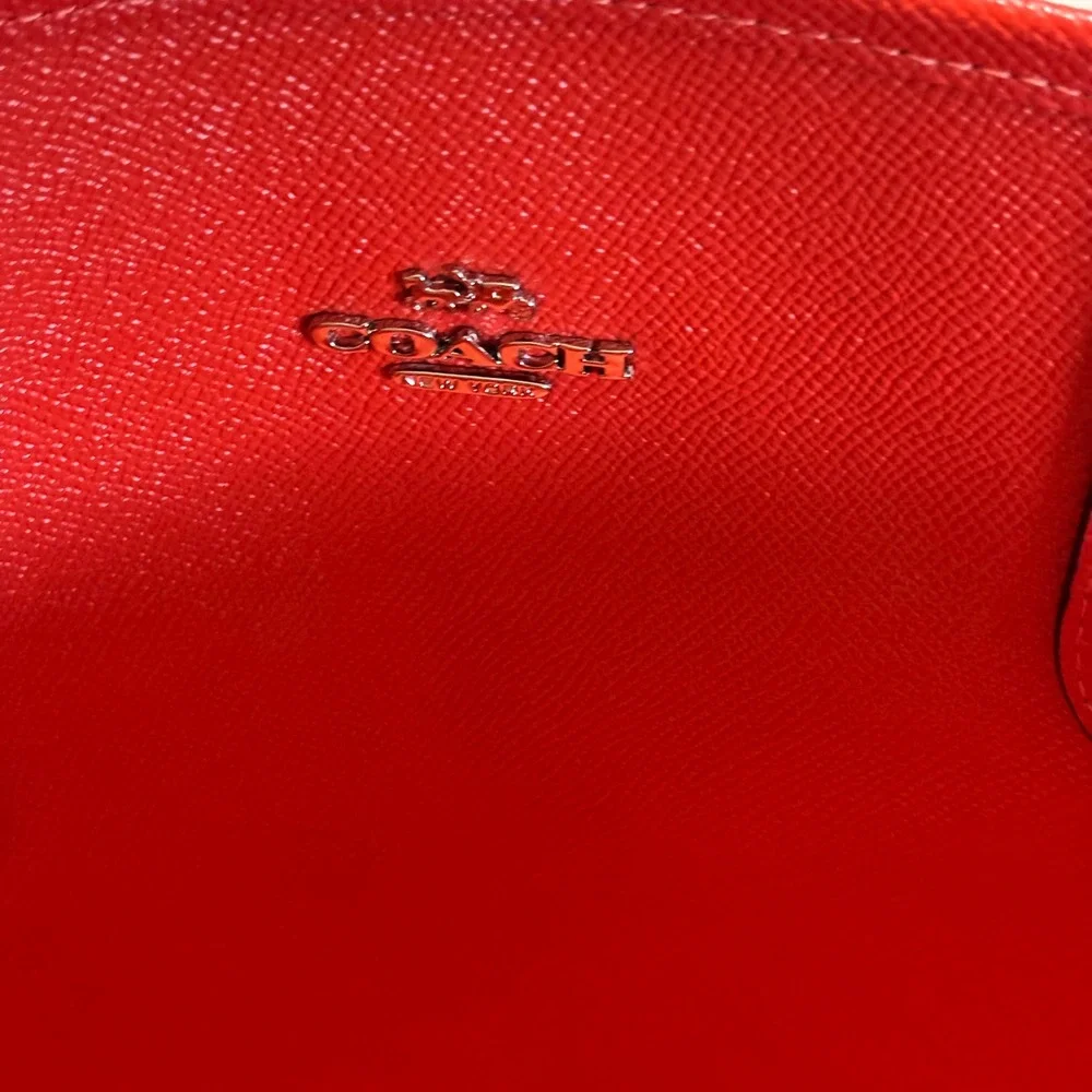 Coach City Tote Bag Women OS Khaki Red Signature Canvas Monogram Shoulder Bag